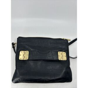~HAYDEN HARNETT Purse Black Leather  Convertible Clutch w/Crossbody Strap